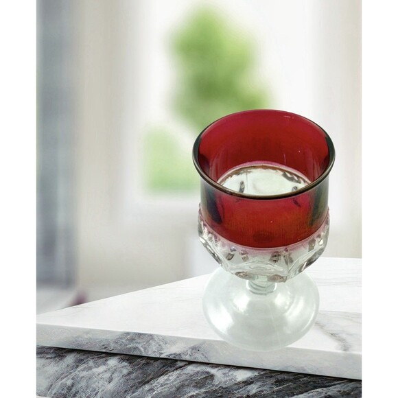 Tiffin Franciscans King Crown Cranberry Flash Water Goblet Crystal Vintage 1950 - Picture 3 of 12